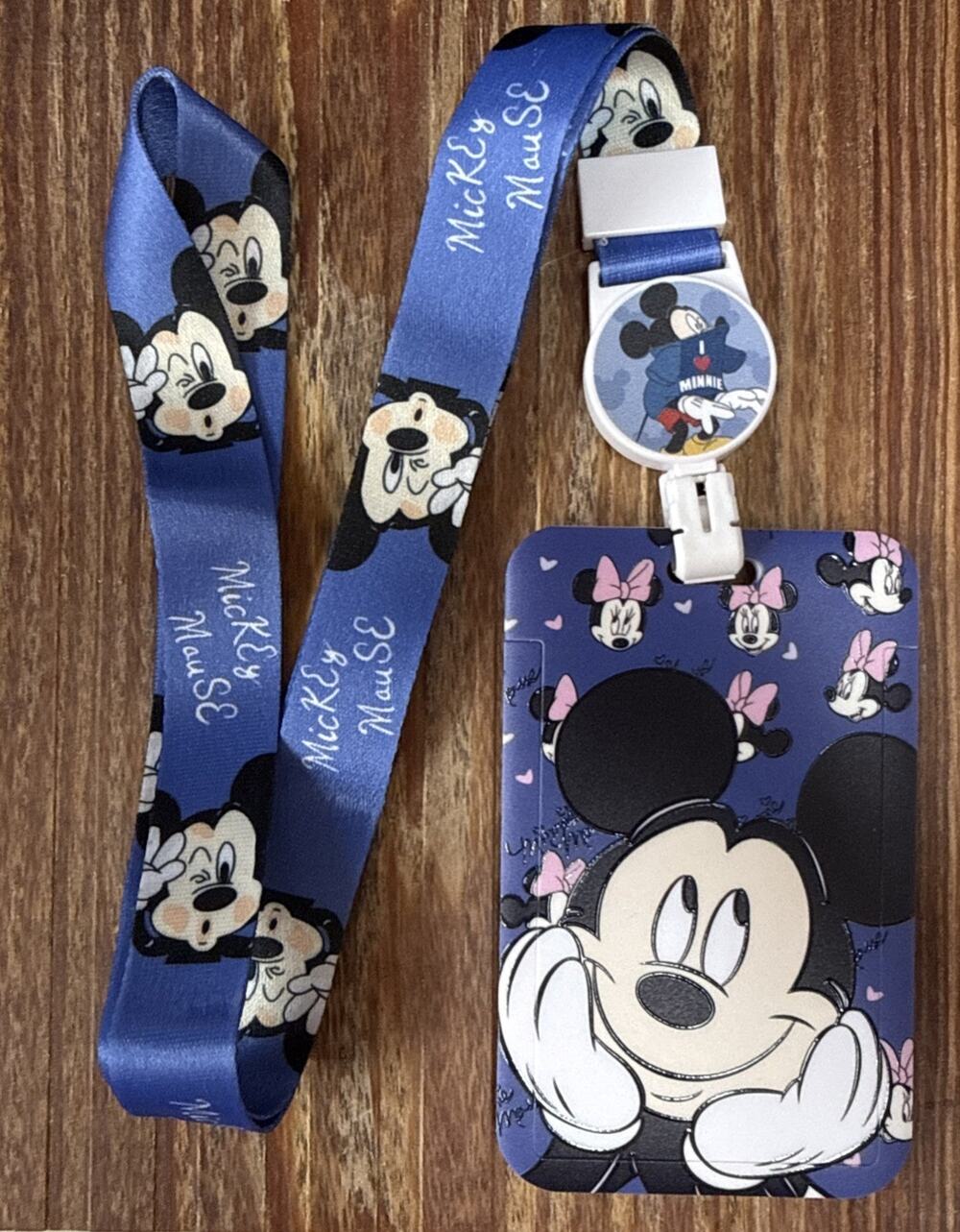 Mickey Mouse and Minnie Badge ID Holder w/ Lanyard
